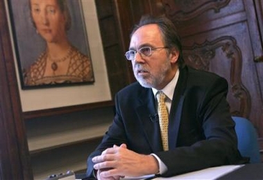 Dick Marty, a Swiss senator leading a European probe into alleged secret CIA prisons in eastern Europe, presents a first report on his work at a closed meeting of the human rights watchdog's legal affairs committee in Paris, Tuesday, Nov. 22, 2005.