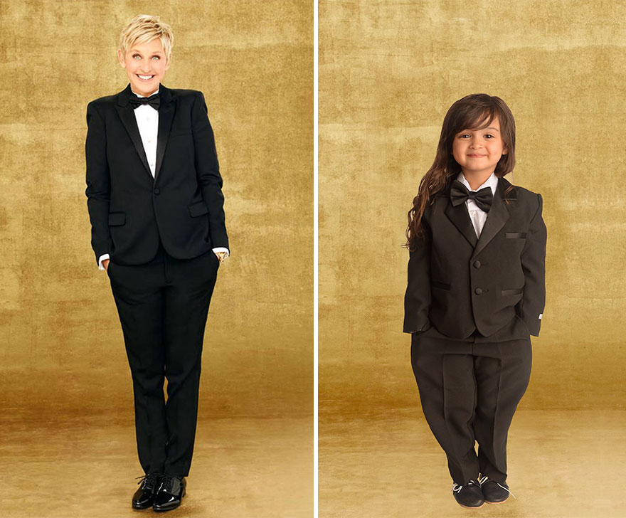 為了讓外婆開心 3歲小女孩模仿勵志女名人裝扮（組圖）